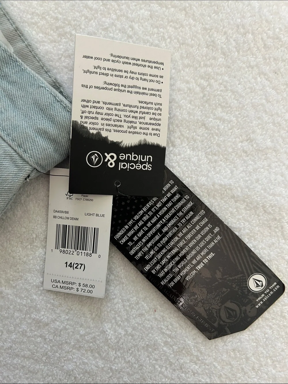 Volcom 14 (27) Jeans Big Boy Youth Chillow in Light Blue Loose Baggy Skater NWT